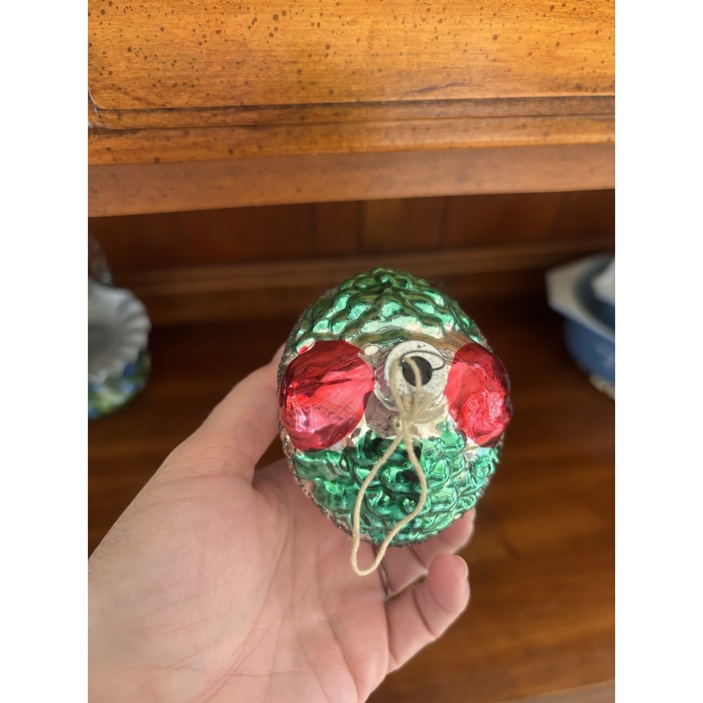 5pc Vintage German Mercury Glass Christmas Ornaments fruit basket handpainted - Picture 9 of 15